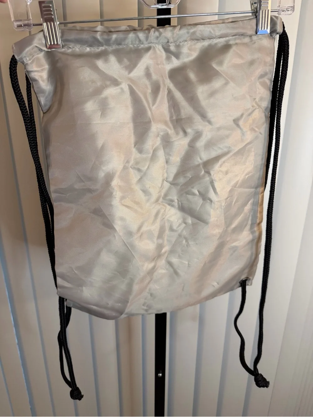 Hunter Silver Drawstring Backpack with Black Cords